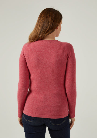 Ladies Geelong Lambswool Crew Neck Jumper In Rouge