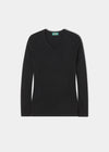 Ladies Geelong Lambswool Vee Neck Jumper In Black