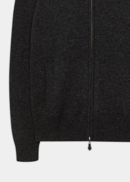 Ballater Lambswool Zipped Jumper in Charcoal - Regular Fit