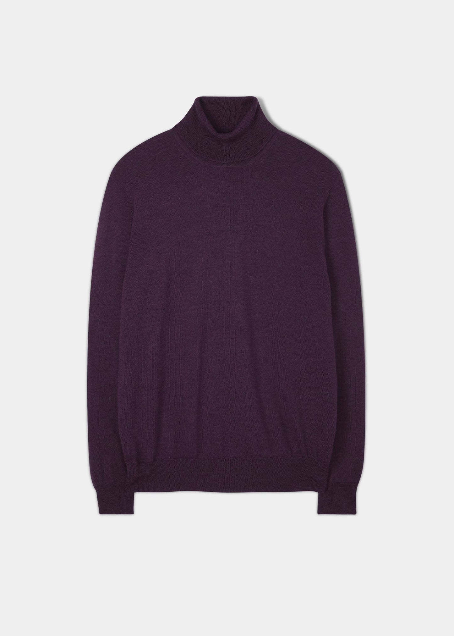 Linton Merino Wool Roll Neck Jumper in Black Grape