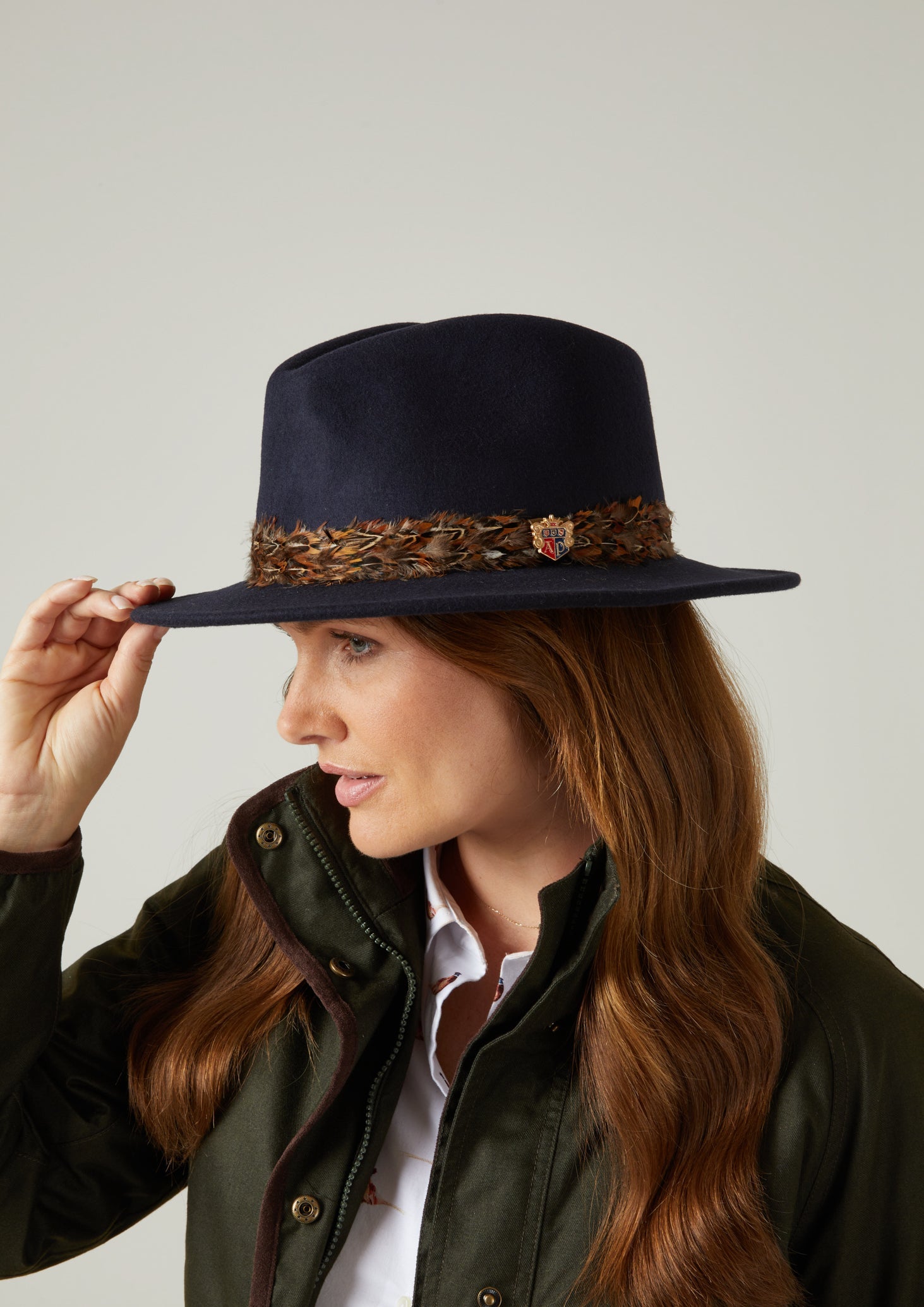 Navy fedora hat store womens